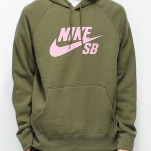 Nike SB Icon Dark Green & Pink Hoodie